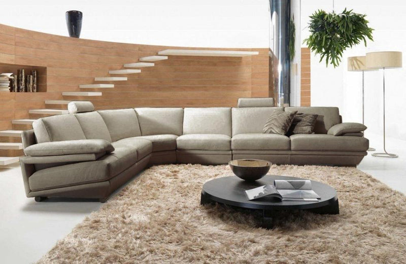 Sergio Modern Grey Leather Sectional