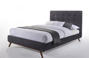 Modrest Addison Mid-Century Modern Grey Fabric & Walnut Bed