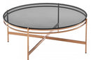 Modrest Bradford Modern Smoked Glass & Rosegold Coffee Table