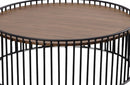Modrest Bronson Modern Walnut & Black Round Coffee Table