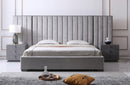 Modrest Buckley Modern Grey & Black Stainless Steel Bed w/ Nightstands