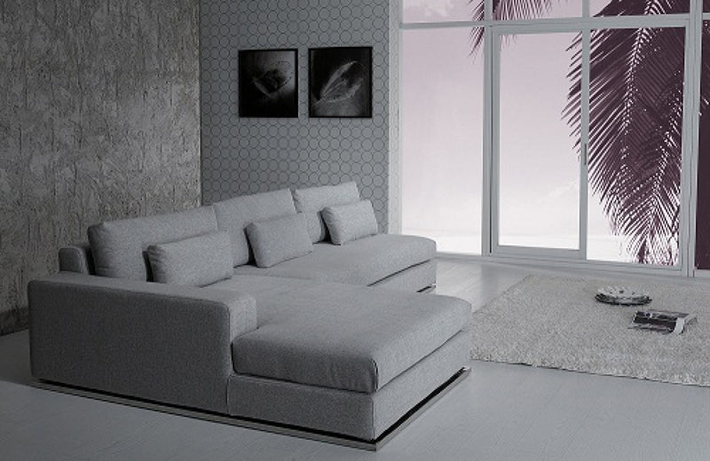 Divani Casa Ashfield Modern Grey Fabric Left Facing Sectional Sofa