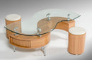 Modrest C200 Modern S-Shaped Coffee Table W/ 2 Poufs