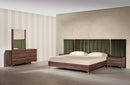 Nova Domus Calabria Modern Walnut & Green Velvet Bed & Nightstands