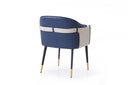 Modrest Calder Blue & Beige Bonded Leather Dining Chair