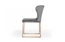 Modrest Chadwick Modern Grey Velvet & Rosegold Dining Chair