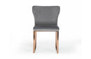 Modrest Chadwick Modern Grey Velvet & Rosegold Dining Chair