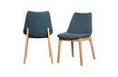 Modrest Chrissy Modern Blue Fabric Dining Chair (Set of 2)