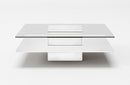 Modrest Clarion Modern White & Clear Glass Coffee Table