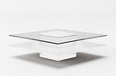 Modrest Clarion Modern White & Clear Glass Coffee Table