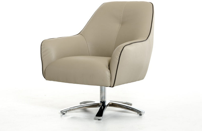 Divani Casa Clover Modern Light Grey and Dark Grey Eco-Leather Lounge Chair