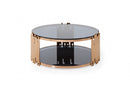 Modrest Bryce Modern Smoked Glass & Rosegold Round Coffee Table