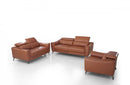 Divani Casa Danis Modern Cognac Leather Brown Sofa Set