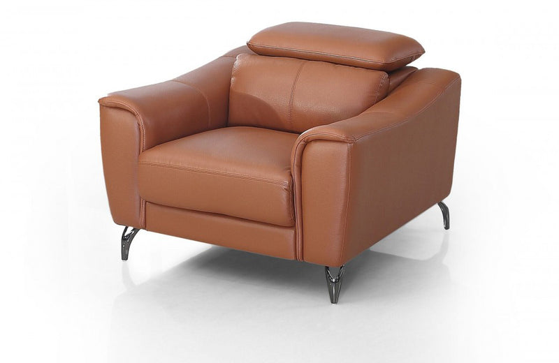Divani Casa Danis Modern Cognac Leather Brown Chair