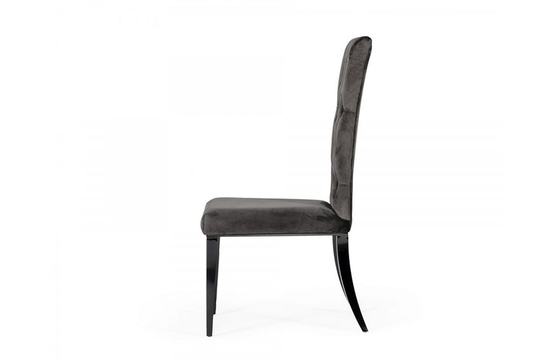 Modrest Darley Modern Grey Velvet Dining Chair Set of 2