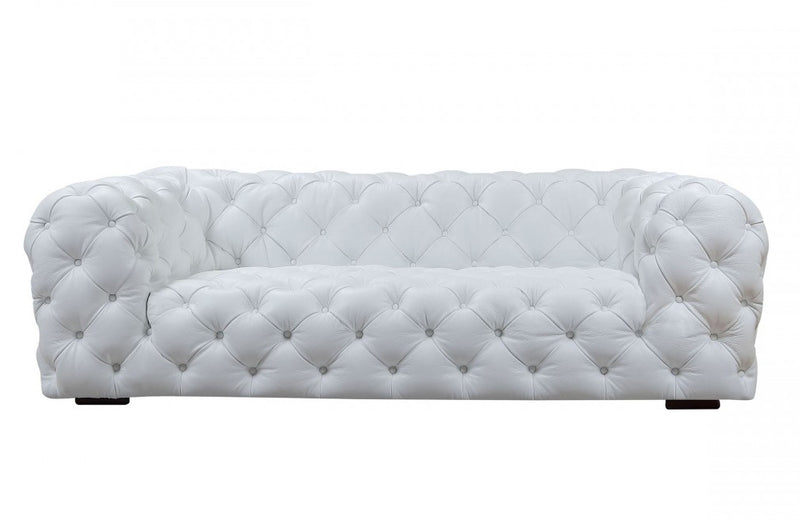 Divani Casa Dexter Transitional White Full Italian Leather Sofa