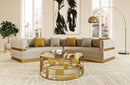 Divani Casa Kiva Glam Beige and Gold Fabric Sectional Sofa