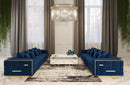 Divani Casa Mobray Glam Blue & Gold Fabric Sofa