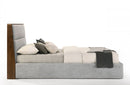 Modrest Dustin Modern Grey Fabric & Walnut Trimmed Bed