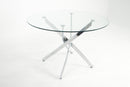 Galla Glass Dining Set with light gray chairs