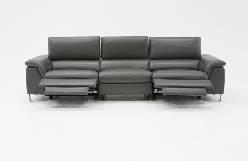 Divani Casa Maine Modern Grey Eco-Leather Sofa w/ Electric Recliners