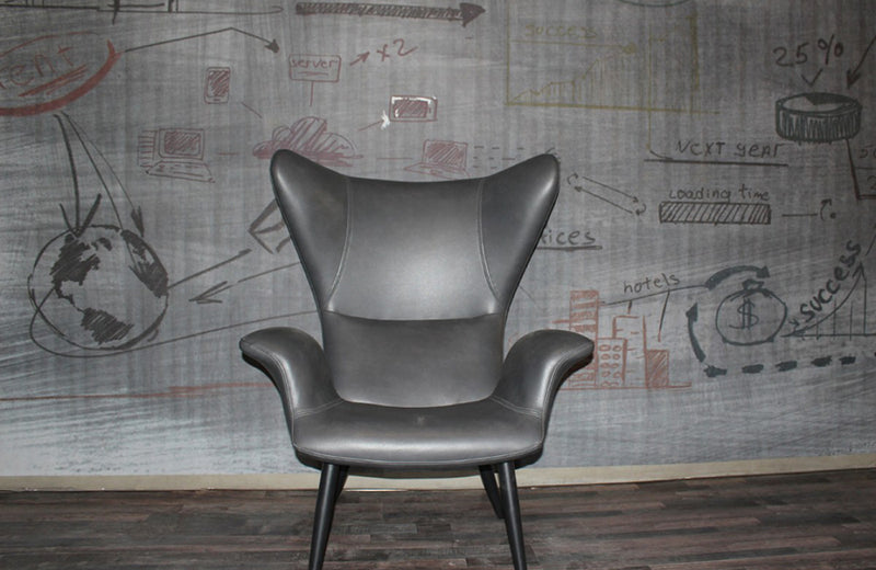 Divani Casa Slater Modern Dark Grey Leatherette Lounge Chair