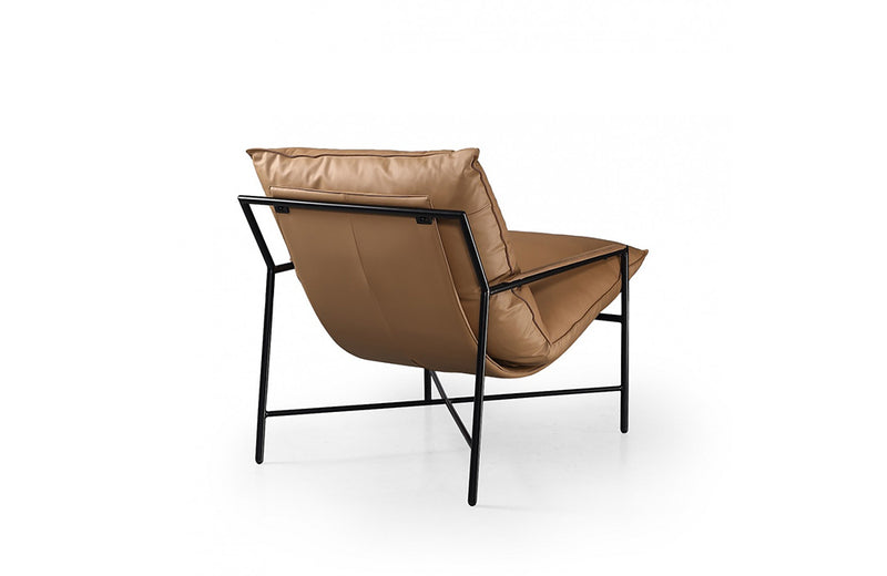 Modrest Modern Mento Camel Genuine Leather Lounge Chair