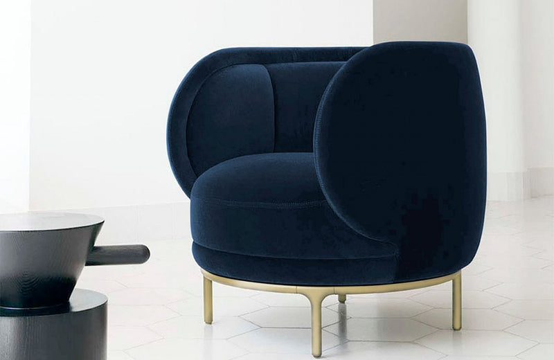 Divani Casa Eckley Blue Velvet Accent Chair