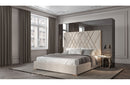 Modrest Eldora Glam Beige Velvet and Brushed Brass Bed