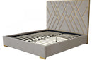 Modrest Eldora Glam Beige Velvet and Brushed Brass Bed