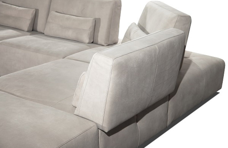 Coronelli Collezioni Hollywood Italian Light Grey Leather Sectional Sofa