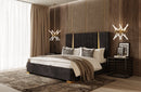 Modrest Evonda Modern Black Velvet & Brass Bed