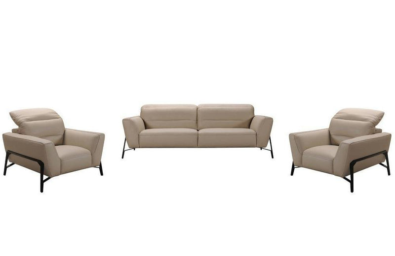 Divani Casa Evora Modern Taupe Leather Sofa & Chair Set