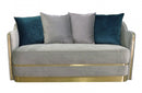 Divani Casa Ardine Modern Grey Velvet & Gold Loveseat Sofa