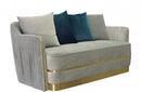 Divani Casa Ardine Modern Grey Velvet & Gold Loveseat Sofa