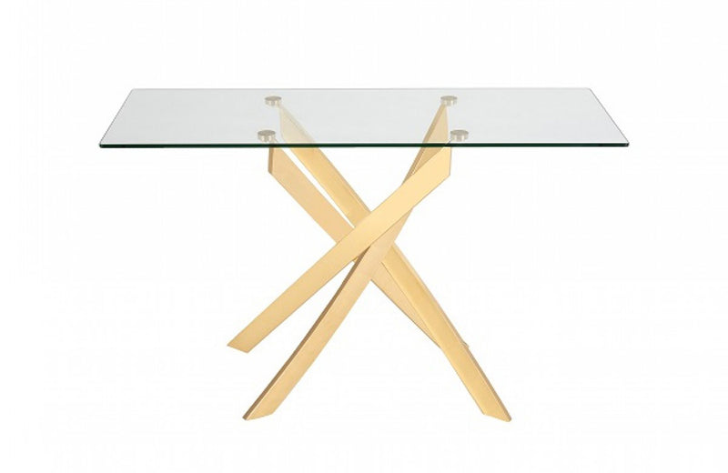 Modrest Pyrite Modern Glass and Gold Console Table