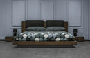 Nova Domus Fantasia Dark Walnut/Dark Grey Bed and Two Nightstands