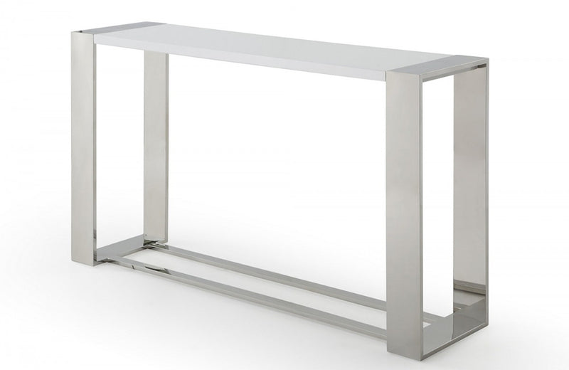Modrest Fauna Modern White High Gloss & Stainless Steel Console Table