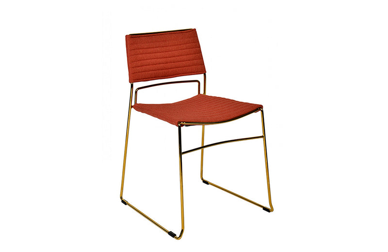 Modrest Swain Modern Salmon Fabric & Gold Dining Chair (Set of 2)