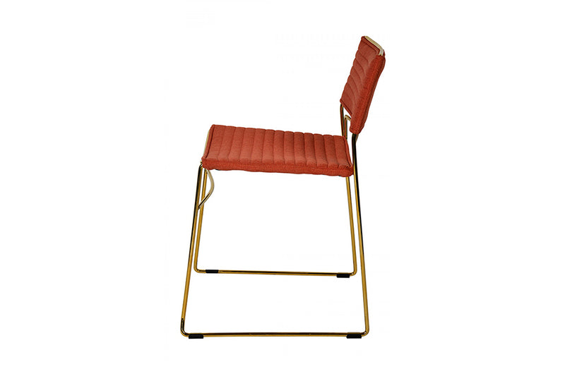 Modrest Swain Modern Salmon Fabric & Gold Dining Chair (Set of 2)