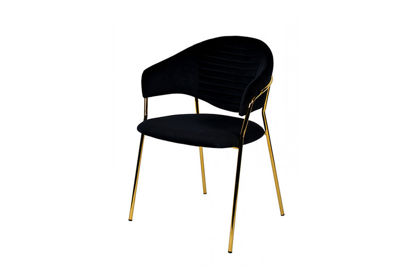 Modrest Trevor Modern Black Velvet & Gold Dining Chair (Set of 2)