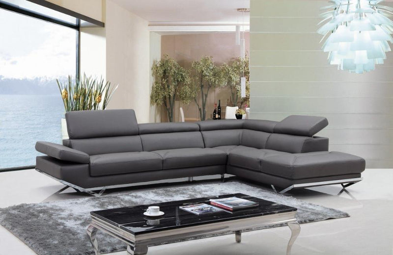 Erik Modern Dark Grey Eco-Leather Sectional Sofa