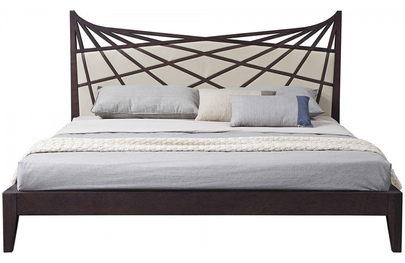 Modrest Prism Modern Brown & Beige Bonded Leather Bed