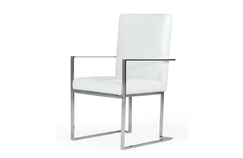 Modrest Fowler Modern White Eco-Leather Dining Armchair