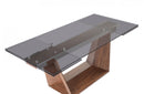 Modrest Babia Modern Smoked Glass & Walnut Extendable Dining Table