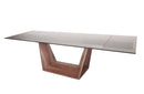 Modrest Babia Modern Smoked Glass & Walnut Extendable Dining Table
