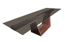 Modrest Babia Modern Smoked Glass & Walnut Extendable Dining Table