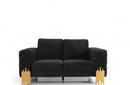 Divani Casa Georgia Modern Velvet Glam Black + Gold Sofa Set
