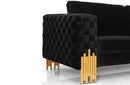 Divani Casa Georgia Modern Velvet Glam Black + Gold Sofa