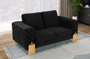 Divani Casa Georgia Modern Velvet Glam Black + Gold Loveseat